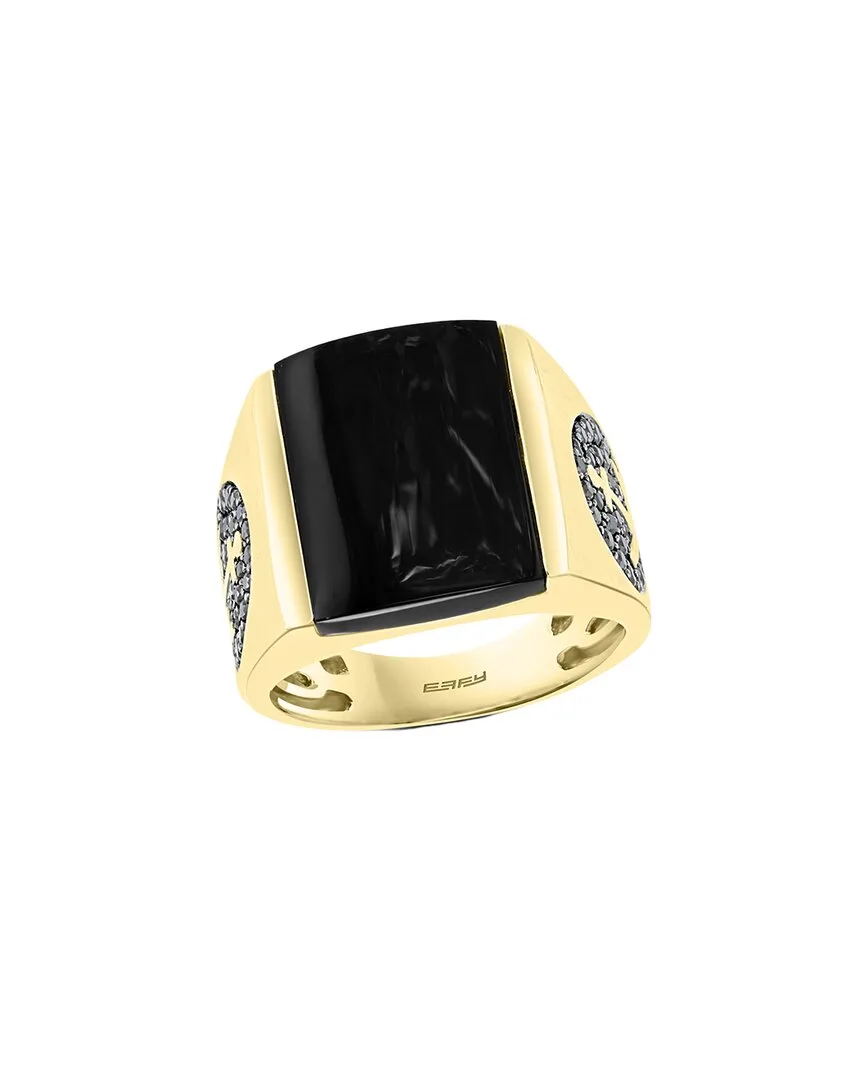 14K 1.62 ct. tw. Diamond & Black Agate Ring by Effy Fine Jewelry