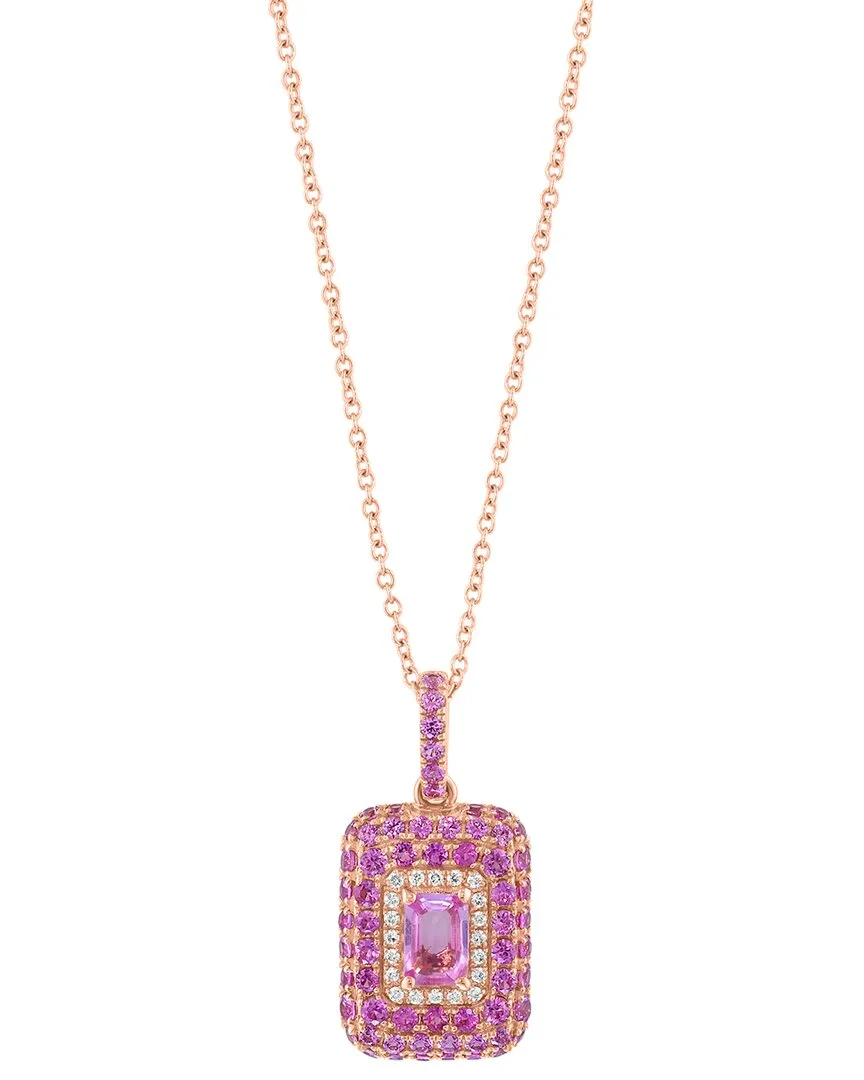 14K Rose Gold 1.99 ct. tw. Diamond & Pink Sapphire Necklace by Effy Fine Jewelry