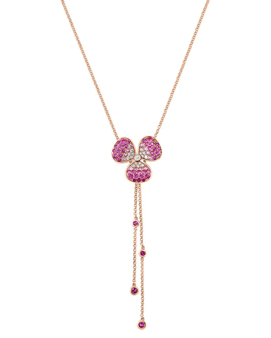 14K Rose Gold 1.17 ct. tw. Diamond & Pink Sapphire Necklace by Effy Fine Jewelry