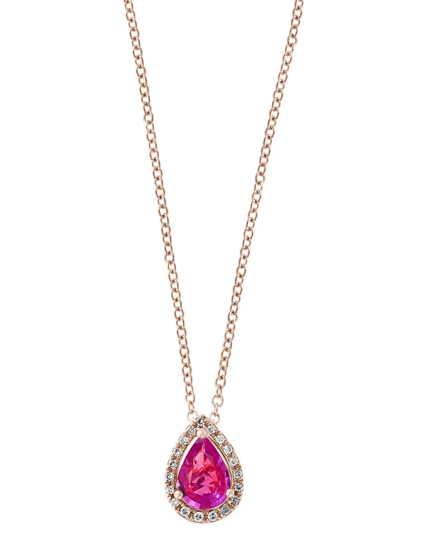 14K Rose Gold 0.77 ct. tw. Diamond & Pink Sapphire Necklace