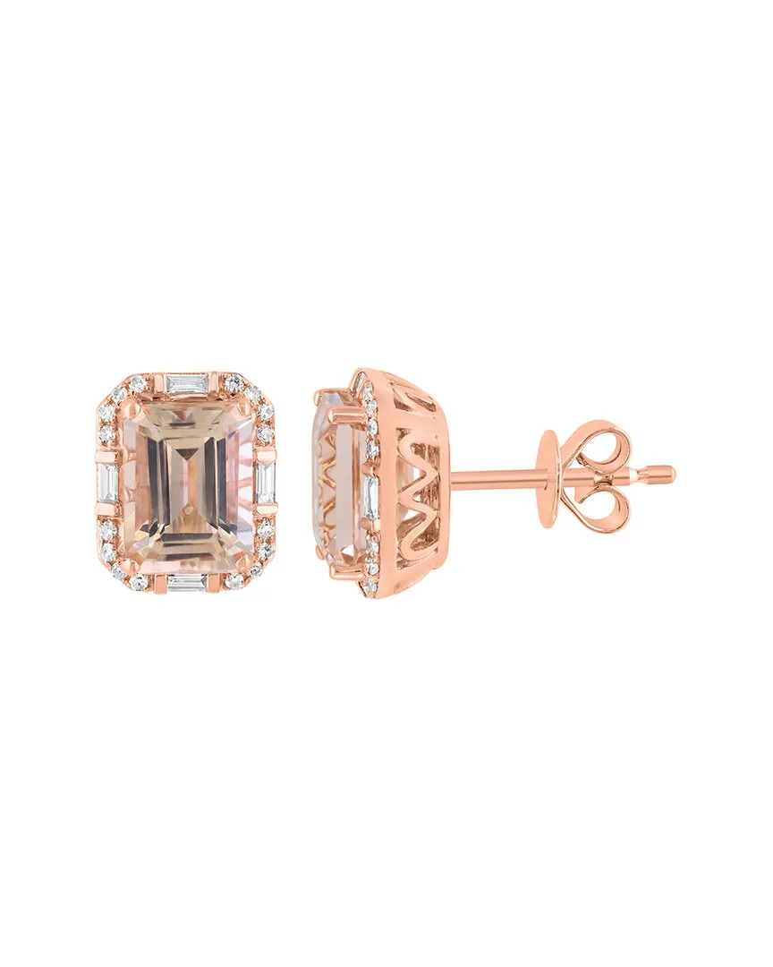 14K Rose Gold 2.70 ct. tw. Diamond & Morganite Earrings by Effy Fine Jewelry
