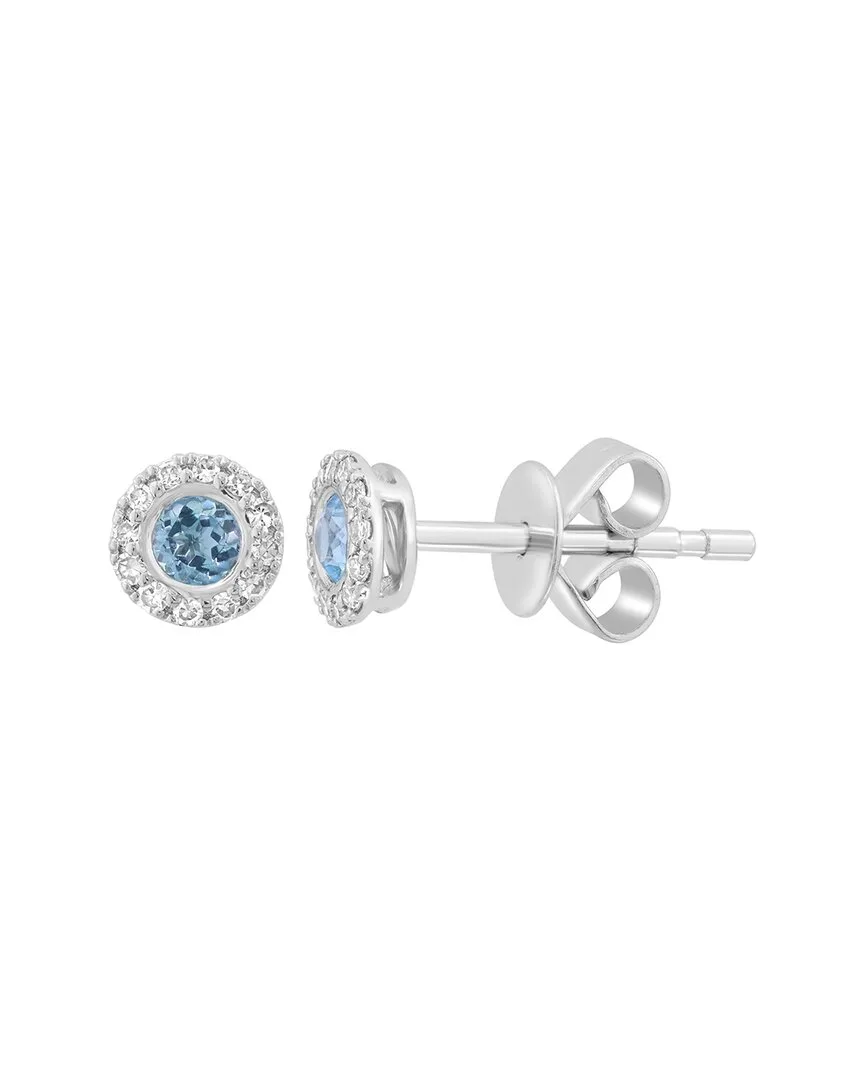 14K 0.27 ct. tw. Diamond & Blue Topaz Earrings by Effy Fine Jewelry