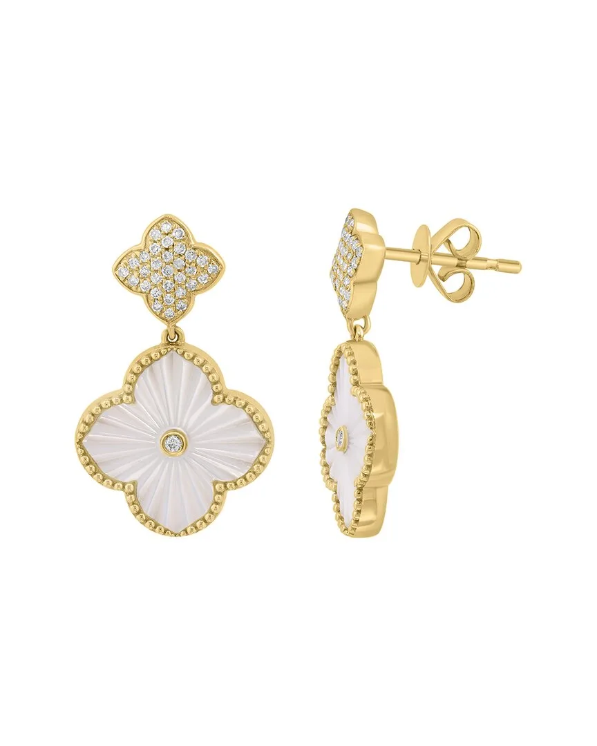 14K 0.20 ct. tw. Diamond & 13.0mm Pearl Earrings