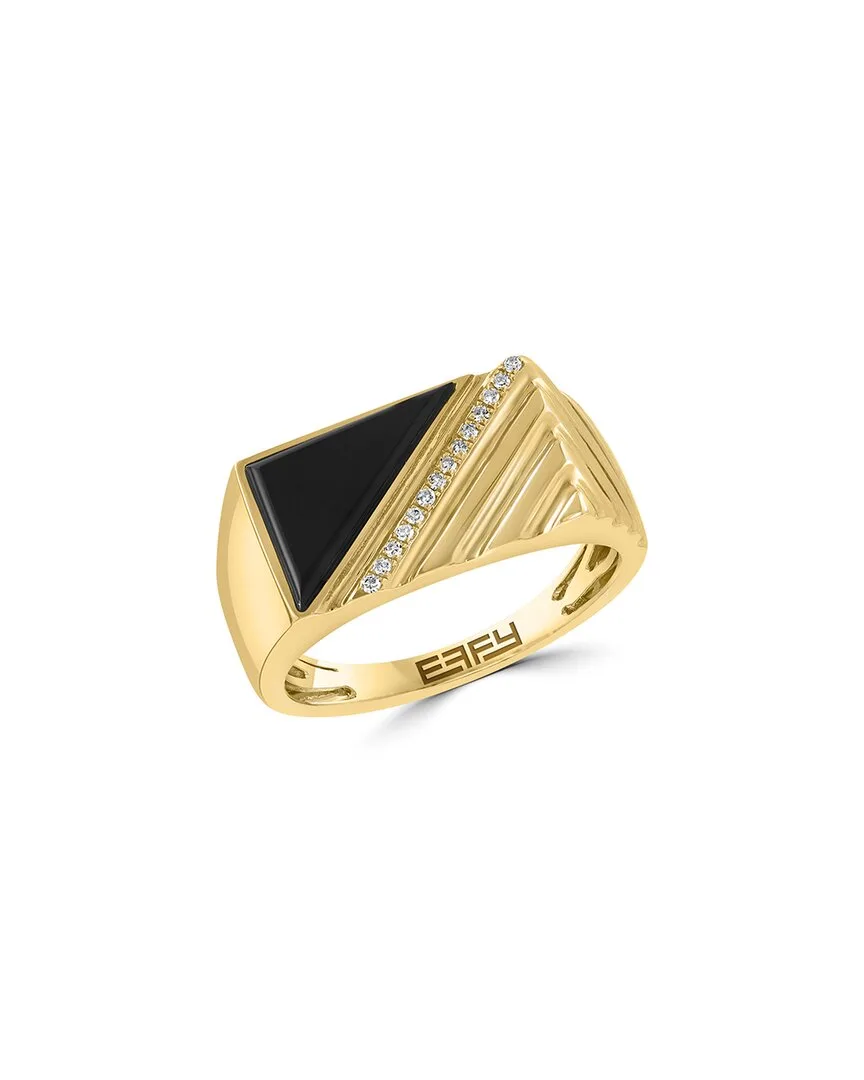 Silver 4.56 ct. tw. Diamond & Black Agate Ring by Effy Fine Jewelry