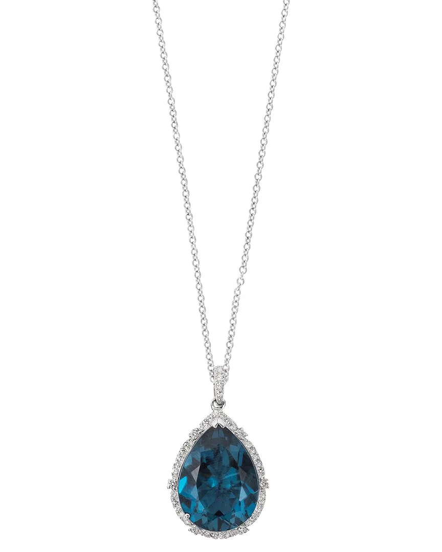 14K 9.29 ct. tw. Diamond & London Blue Topaz Necklace