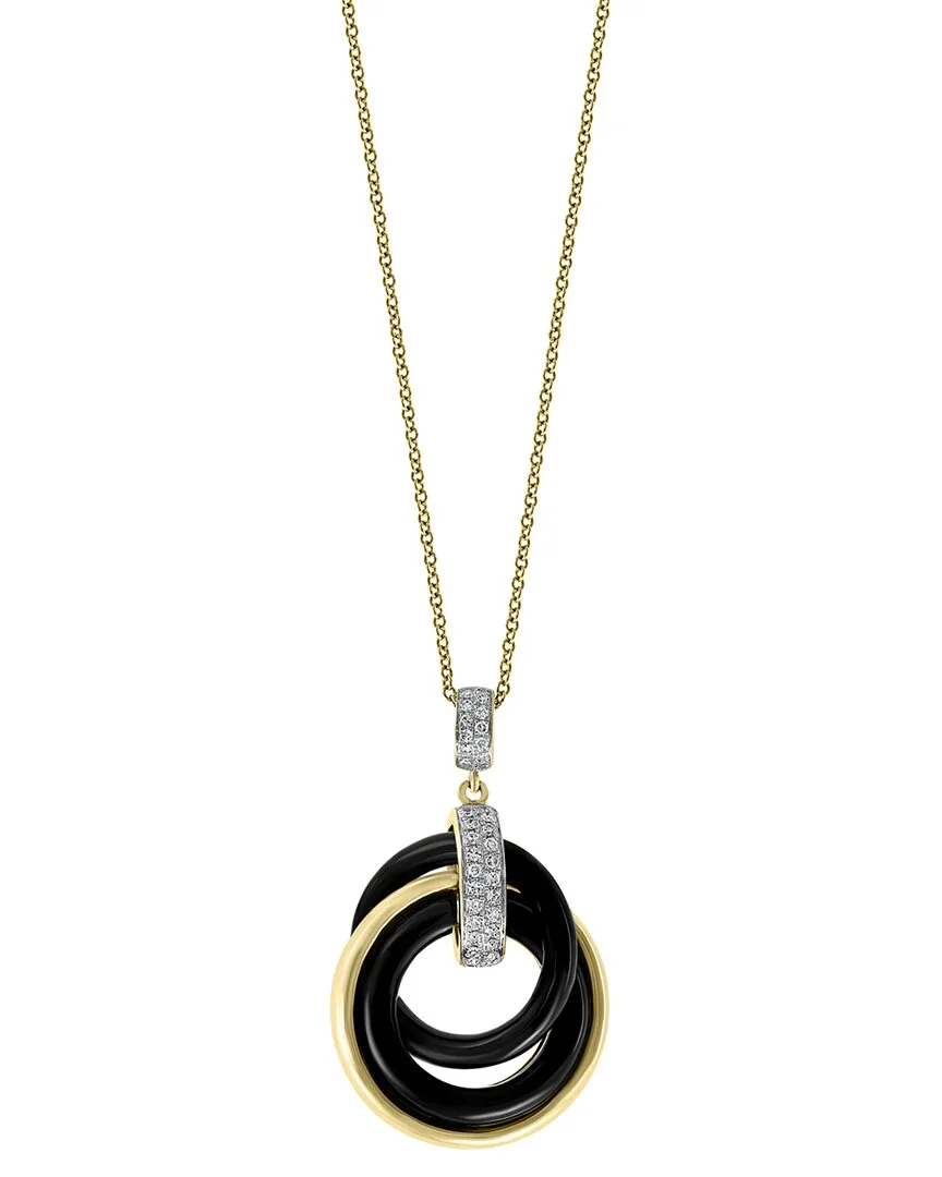 14K 4.72 ct. tw. Diamond & Onyx Necklace by Effy Fine Jewelry
