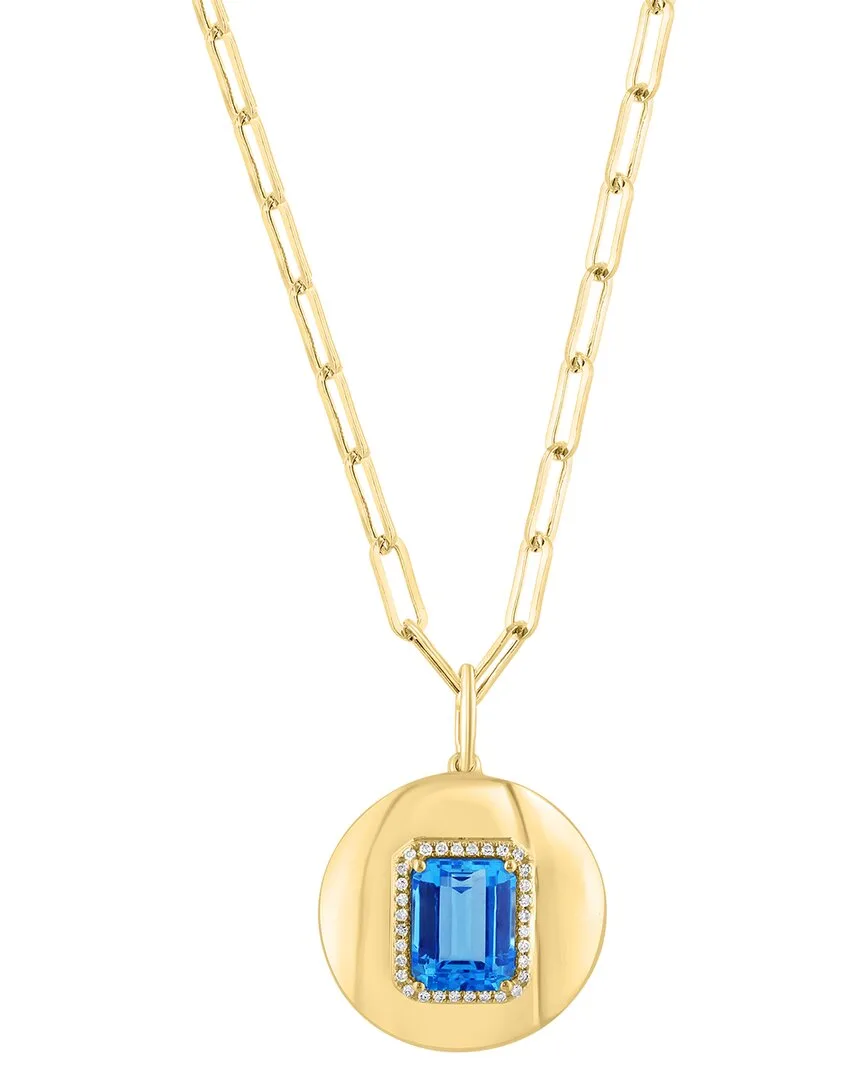 14K 2.99 ct. tw. Diamond & Blue Topaz Necklace