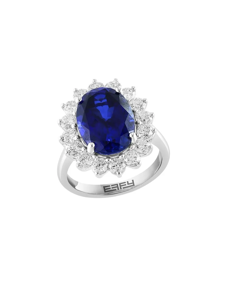 14K 7.59 ct. tw. Lab-Grown Diamond & Lab-Grown Sapphire Ring by Effy Fine Jewelry