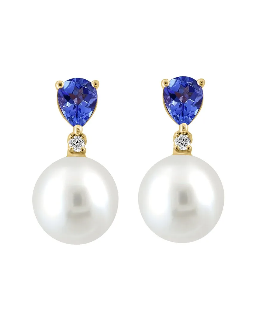 14K 0.63 ct. tw. Diamond & Tanzanite & 8.5Mm Pearl Earrings by Effy Fine Jewelry