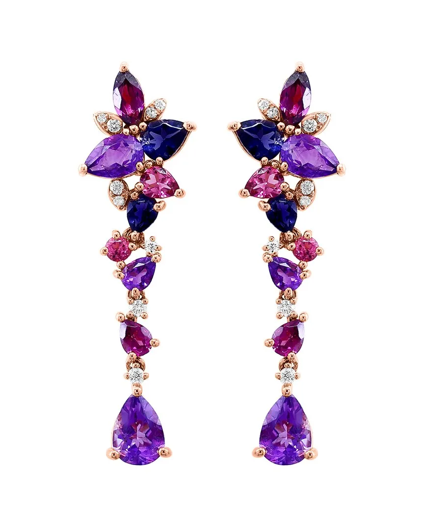 14K Rose Gold 4.46 ct. tw. Diamond & Gemstone Earrings by Effy Fine Jewelry