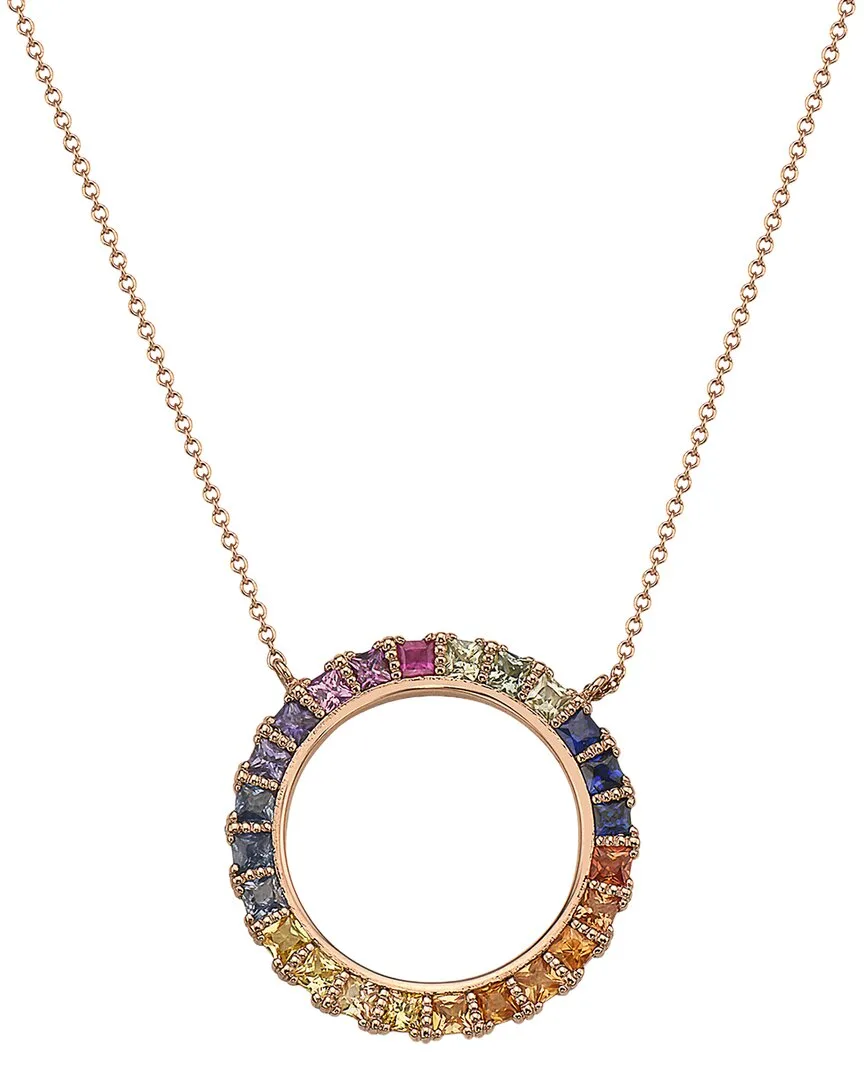 14K Rose Gold 1.33 ct. tw. Multi Sapphire Necklace