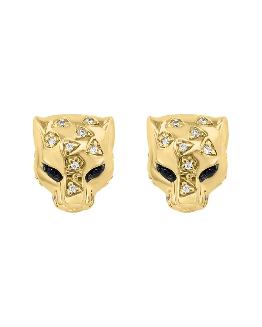 Plated 0.13 ct. tw. Diamond & Black Sapphire Earrings by Effy Fine Jewelry