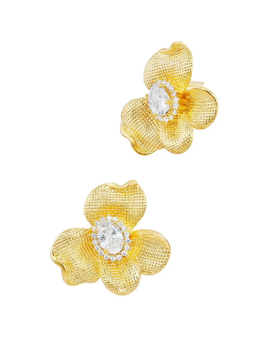 14K Plated Cz Stud Earrings