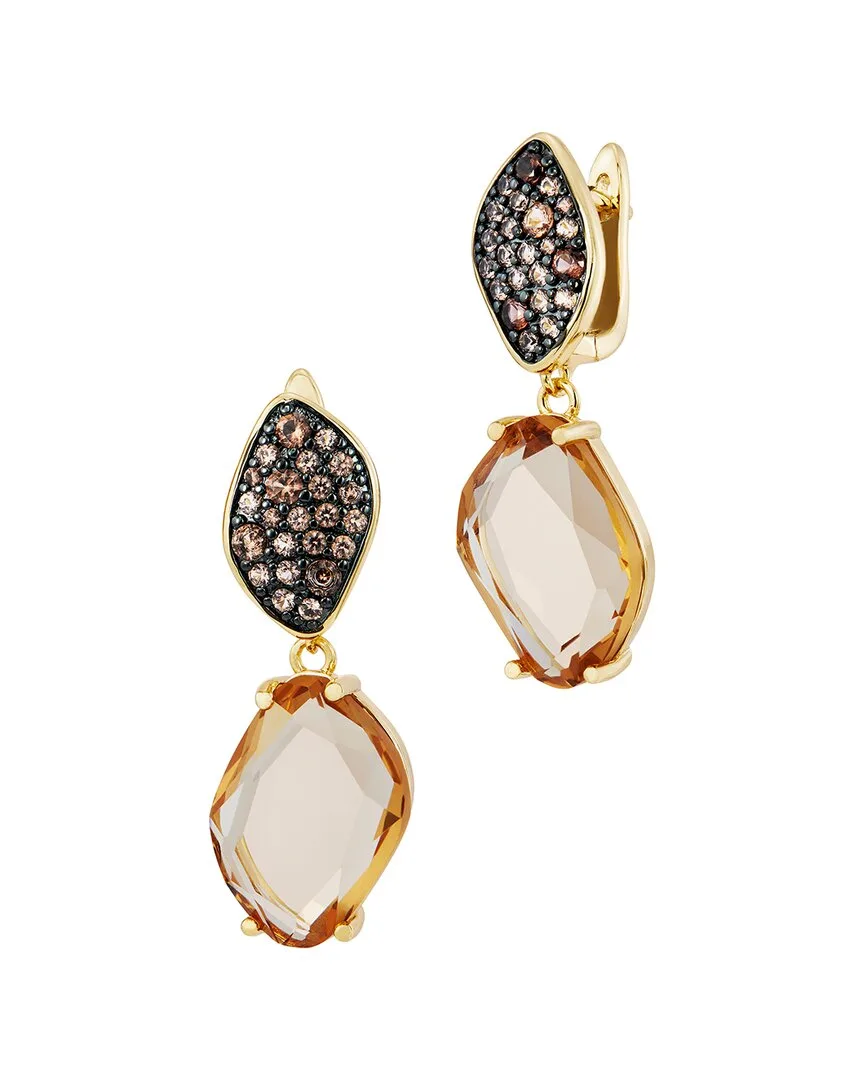 14K Plated Cz Drop Earrings by Savvy Cie