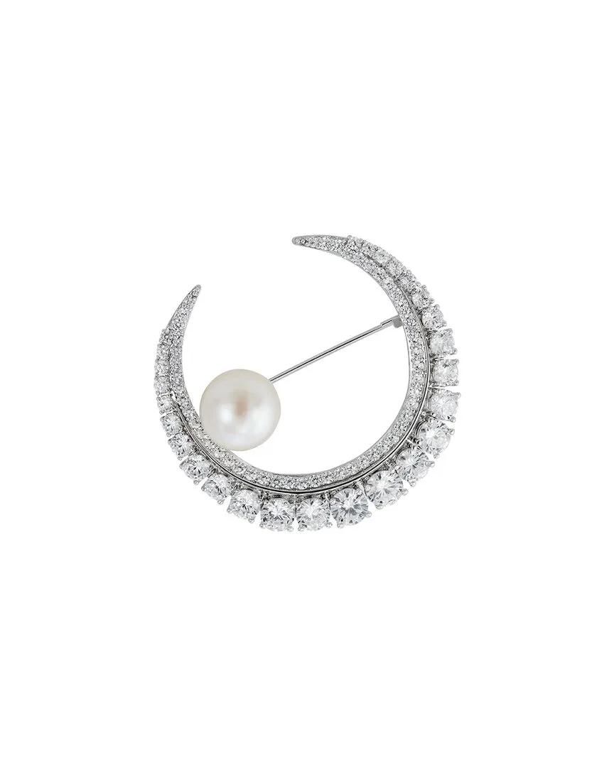 11.25Mm Pearl Cz Pin Brooch by Savvy Cie