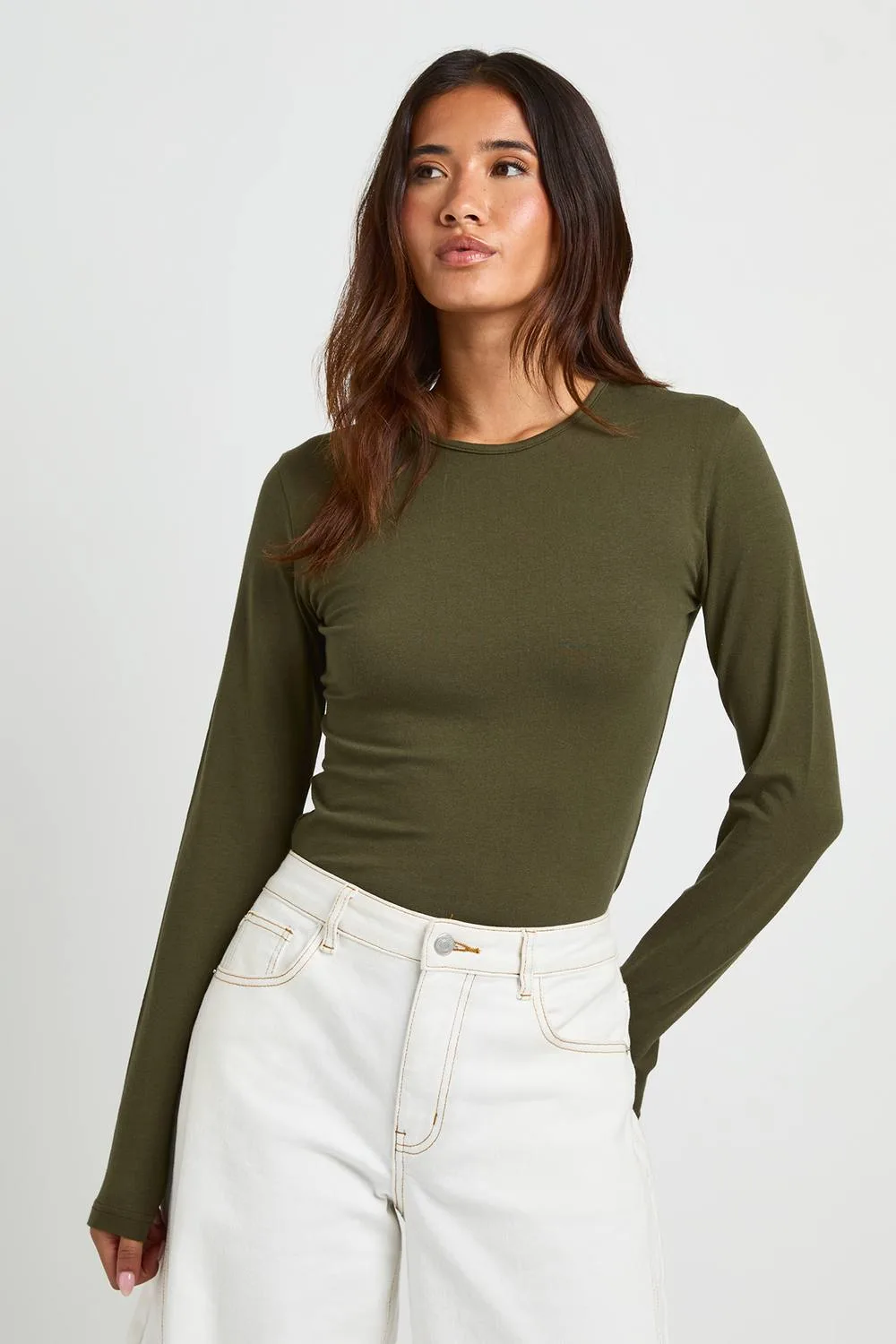 Basic Long Sleeve Crew Neck Bodysuit by boohoo
