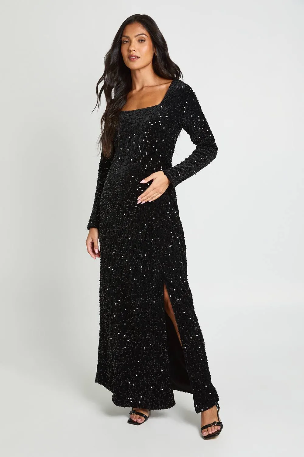 Maternity Square Neck Long Sleeve Dress by boohoo