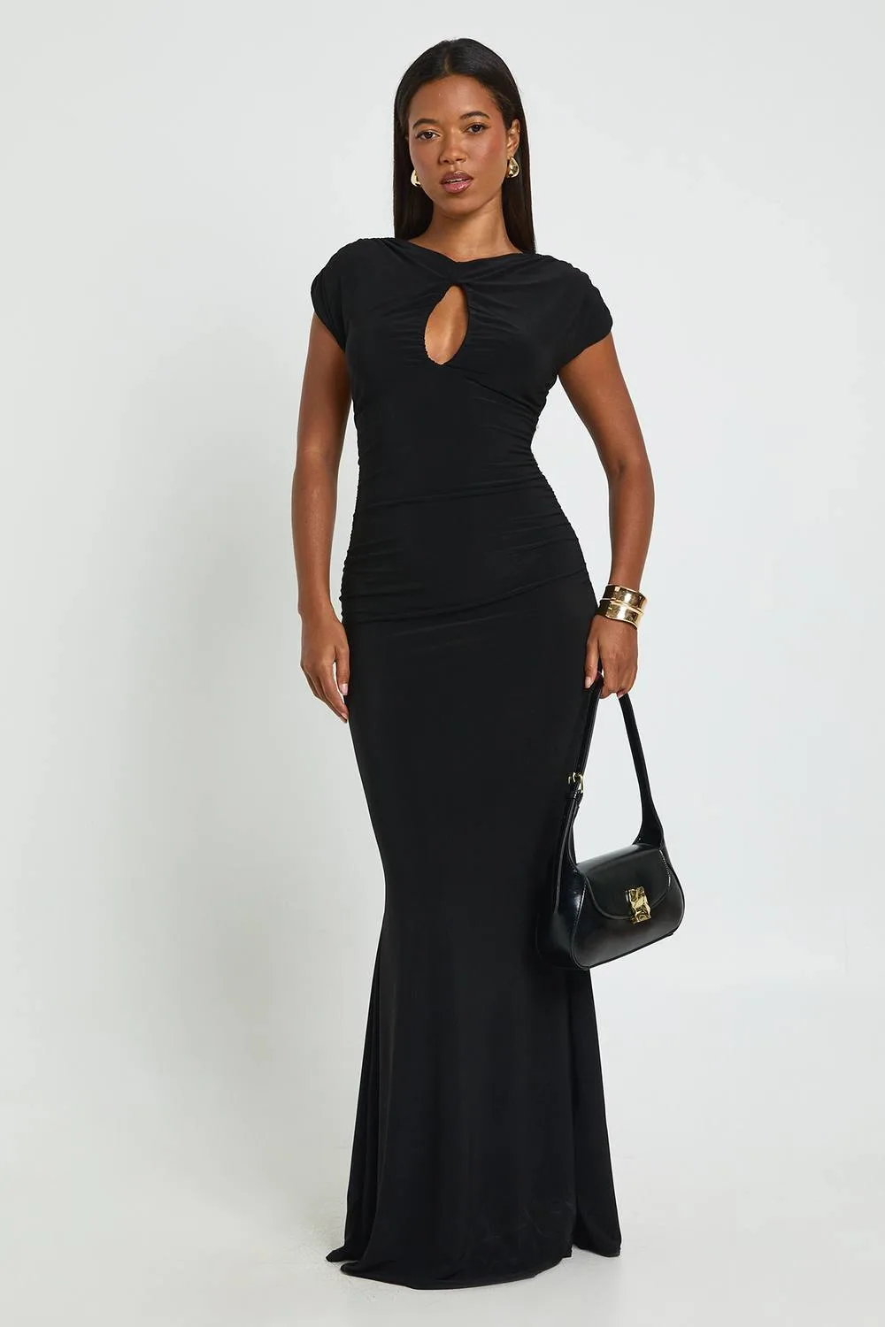 Ruched Keyhole Maxi Dress by boohoo