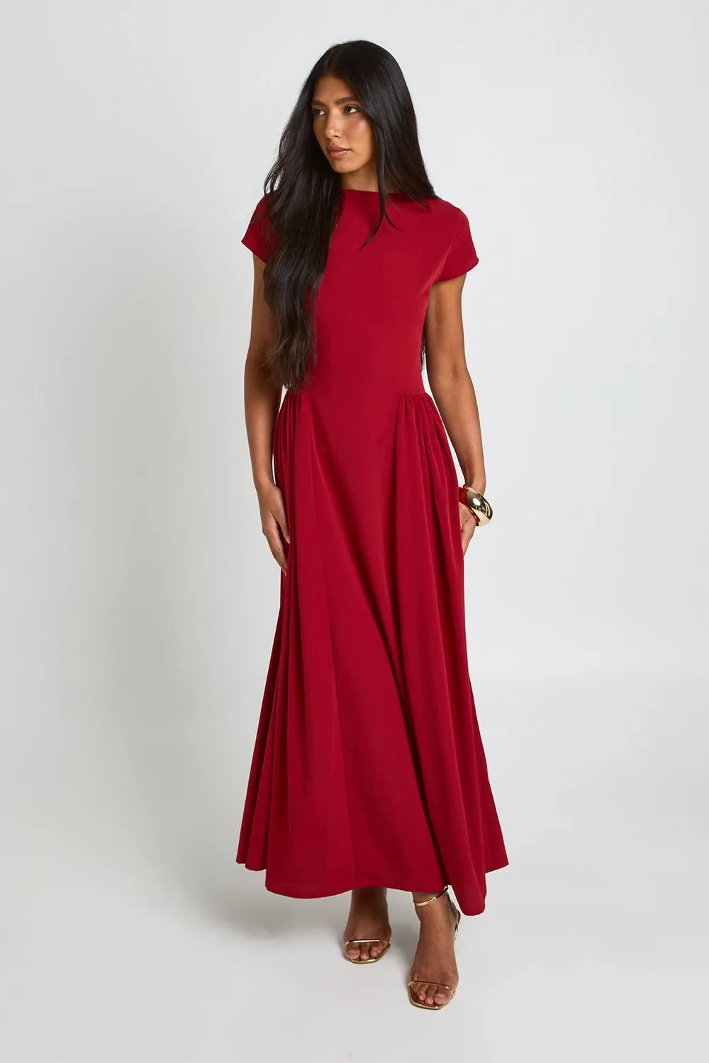 Textured Volume Skirt Midaxi Dress by boohoo