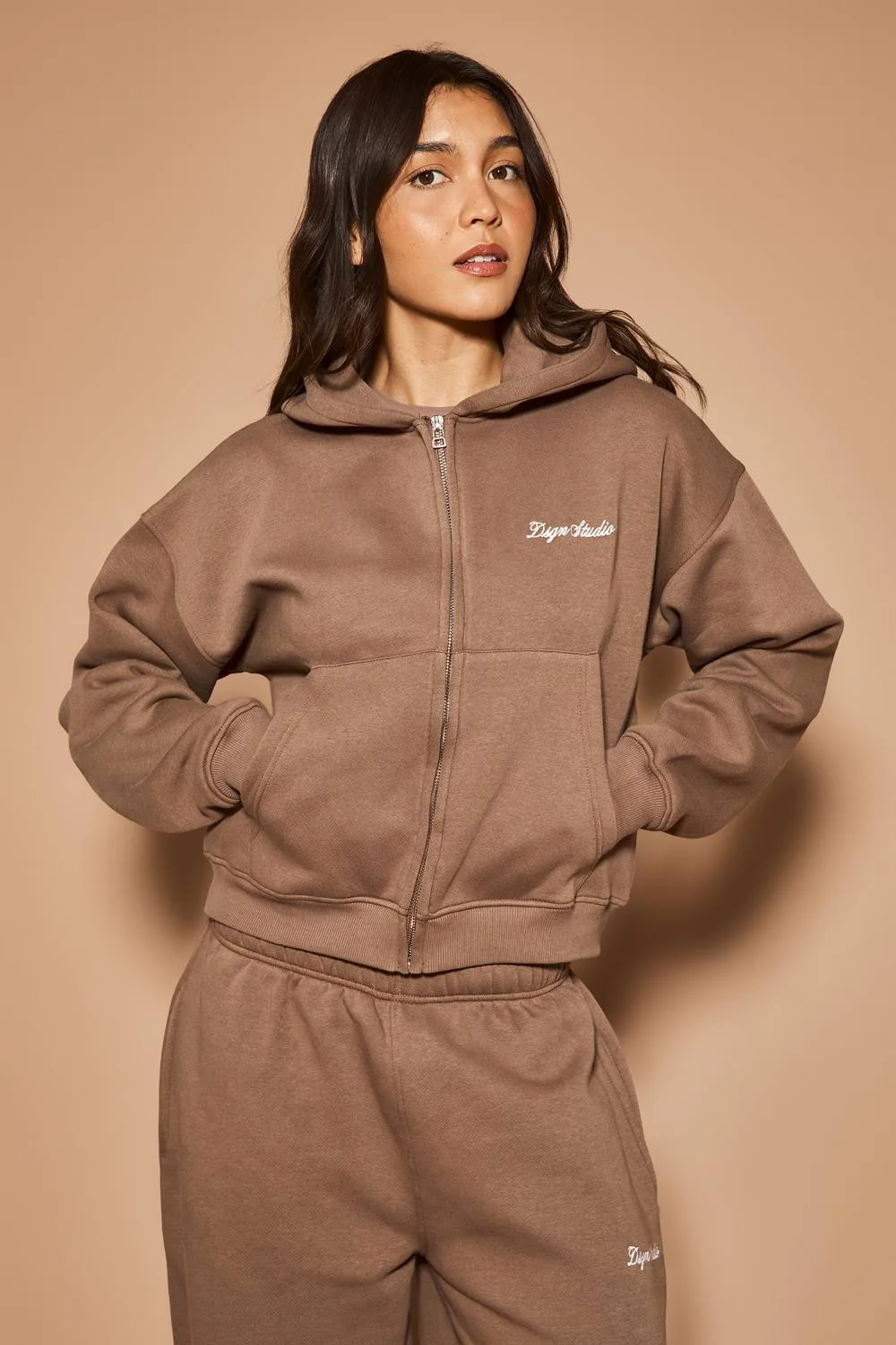 Boxy Zip Through Hoodie by Dsgn Studio