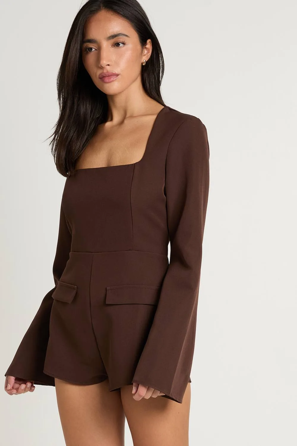 Square Neck Lace Trim Tailored Playsuit by boohoo