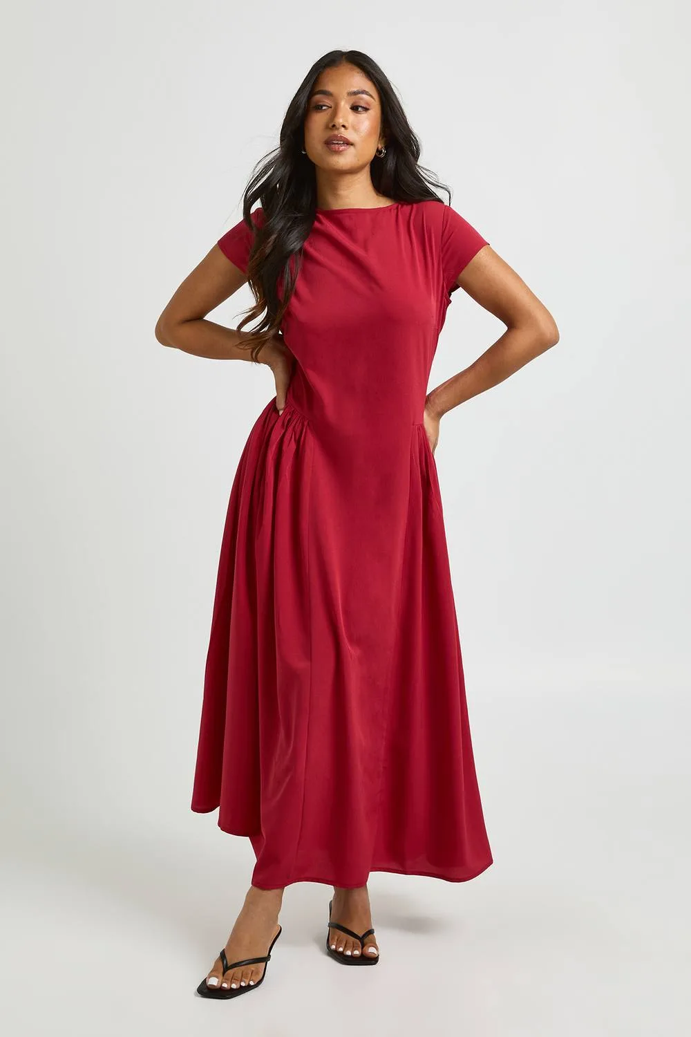 Textured Volume Skirt Midaxi Dress by boohoo