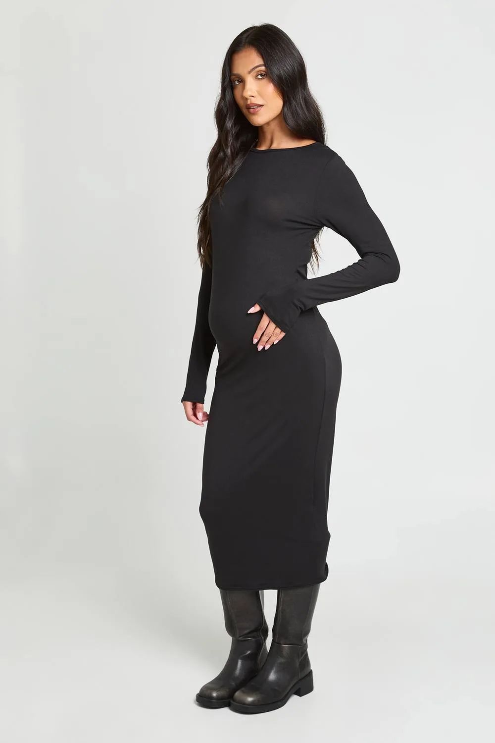 Maternity Super Soft Long Sleeve Midaxi Dress by boohoo