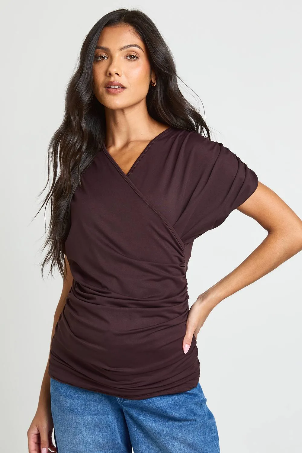 Maternity Super Soft Ruched Wrap Top by boohoo