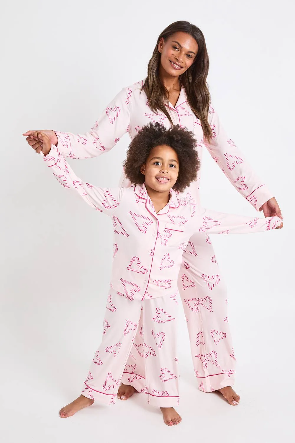 Matching Family Super Soft Candy Cane Print Long Sleeve Shirt & Trousers Pyjama Set
