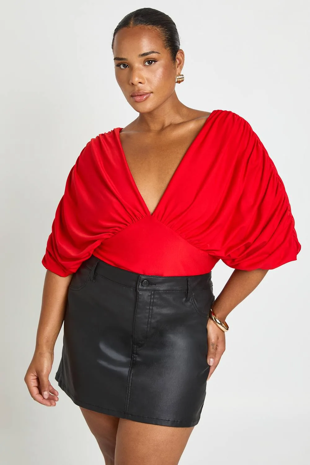 Plus Coated Mini Skirt by boohoo