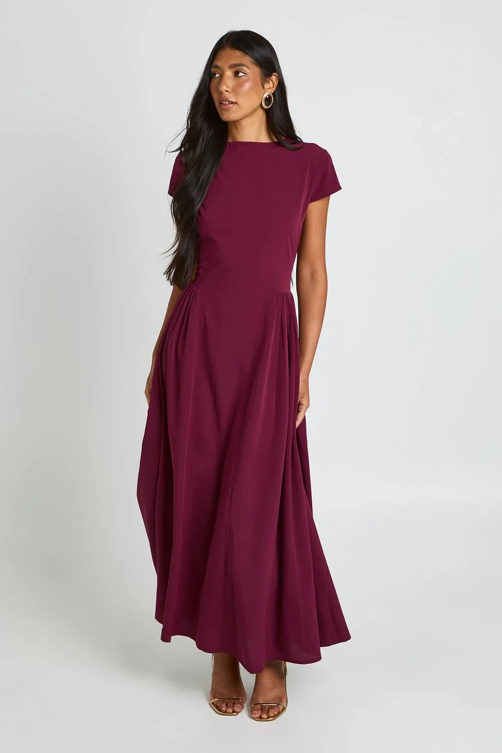 Textured Volume Skirt Midaxi Dress