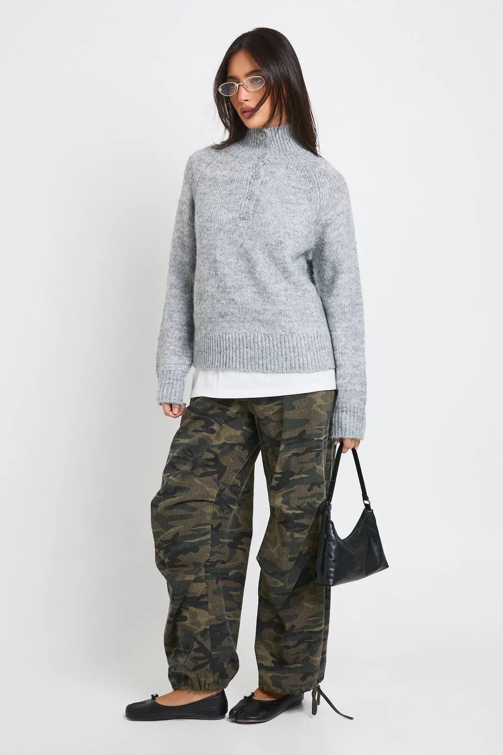Button Neck Jumper by boohoo