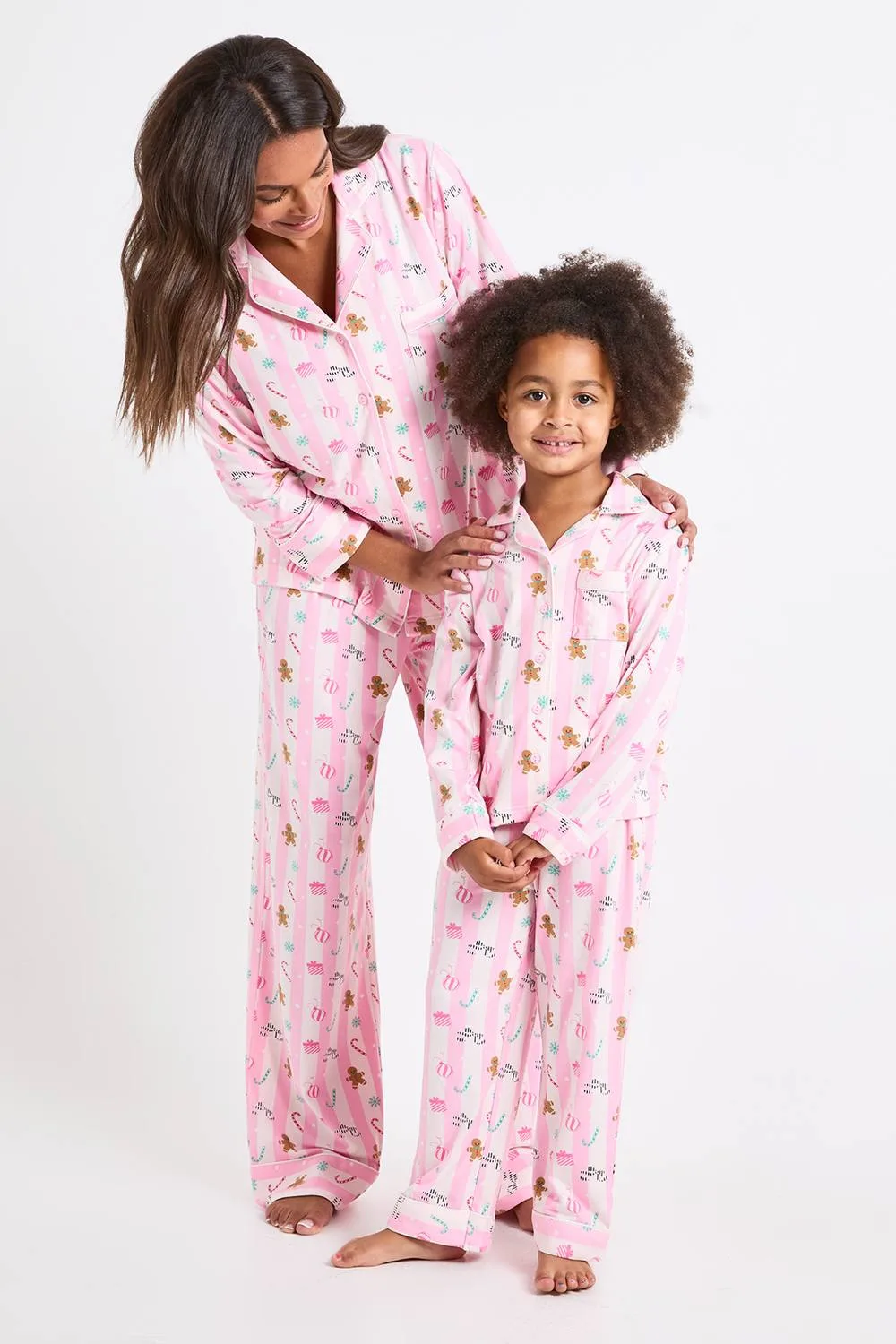 Matching Family Super Soft Gingerbread Man Print Long Sleeve Shirt & Trousers Pyjama Set
