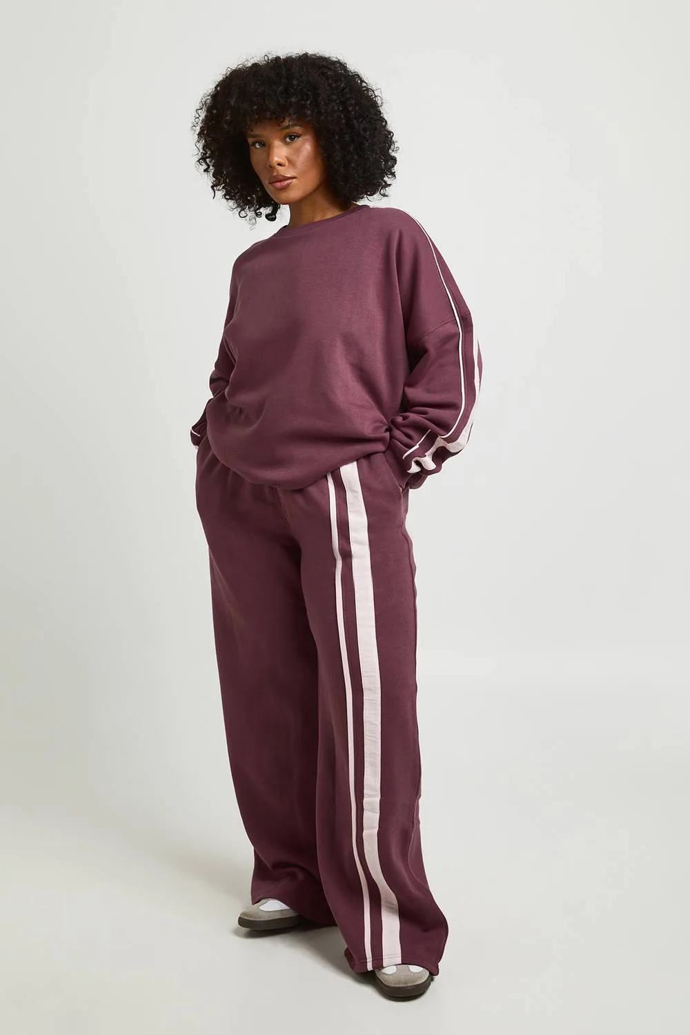 Stripe Detail Straight Leg Jogger Pants by boohoo