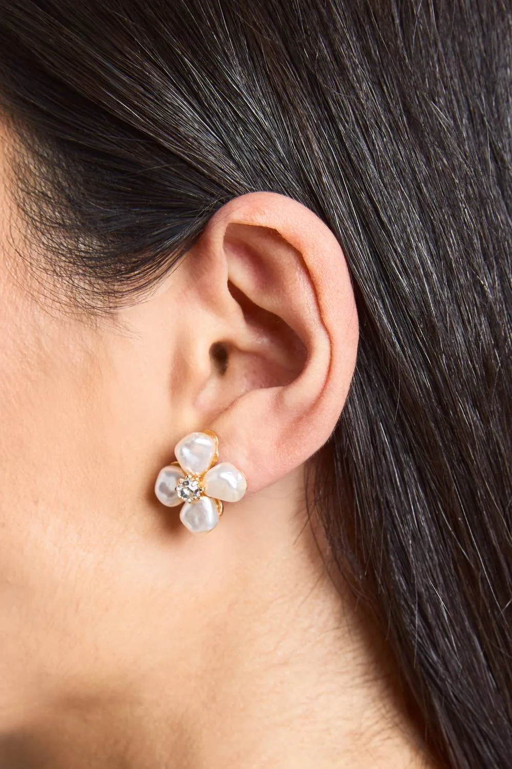 Mini Pearl Floral Stud Earrings by boohoo