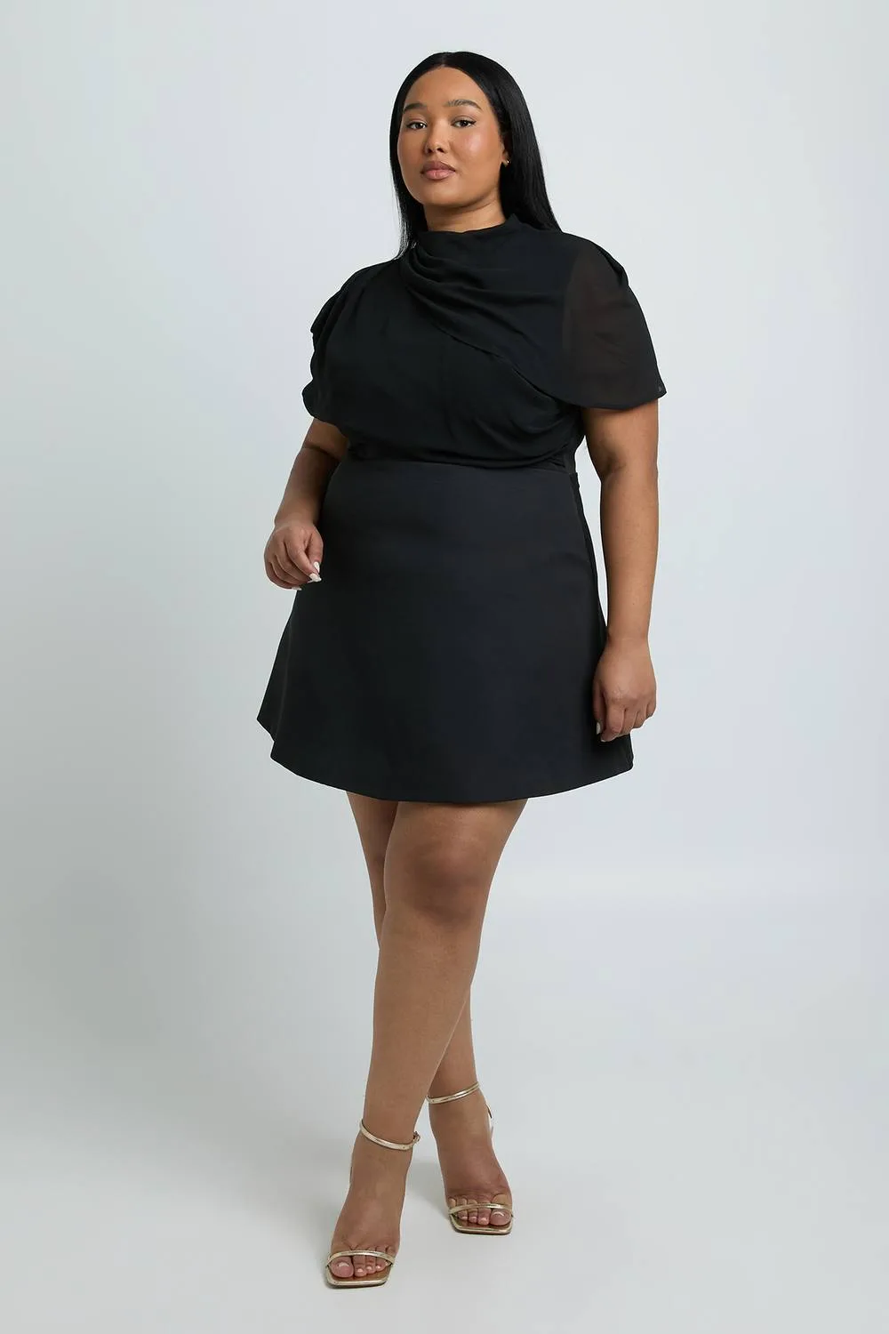 Woven Cape Detail Skater Dress by boohoo
