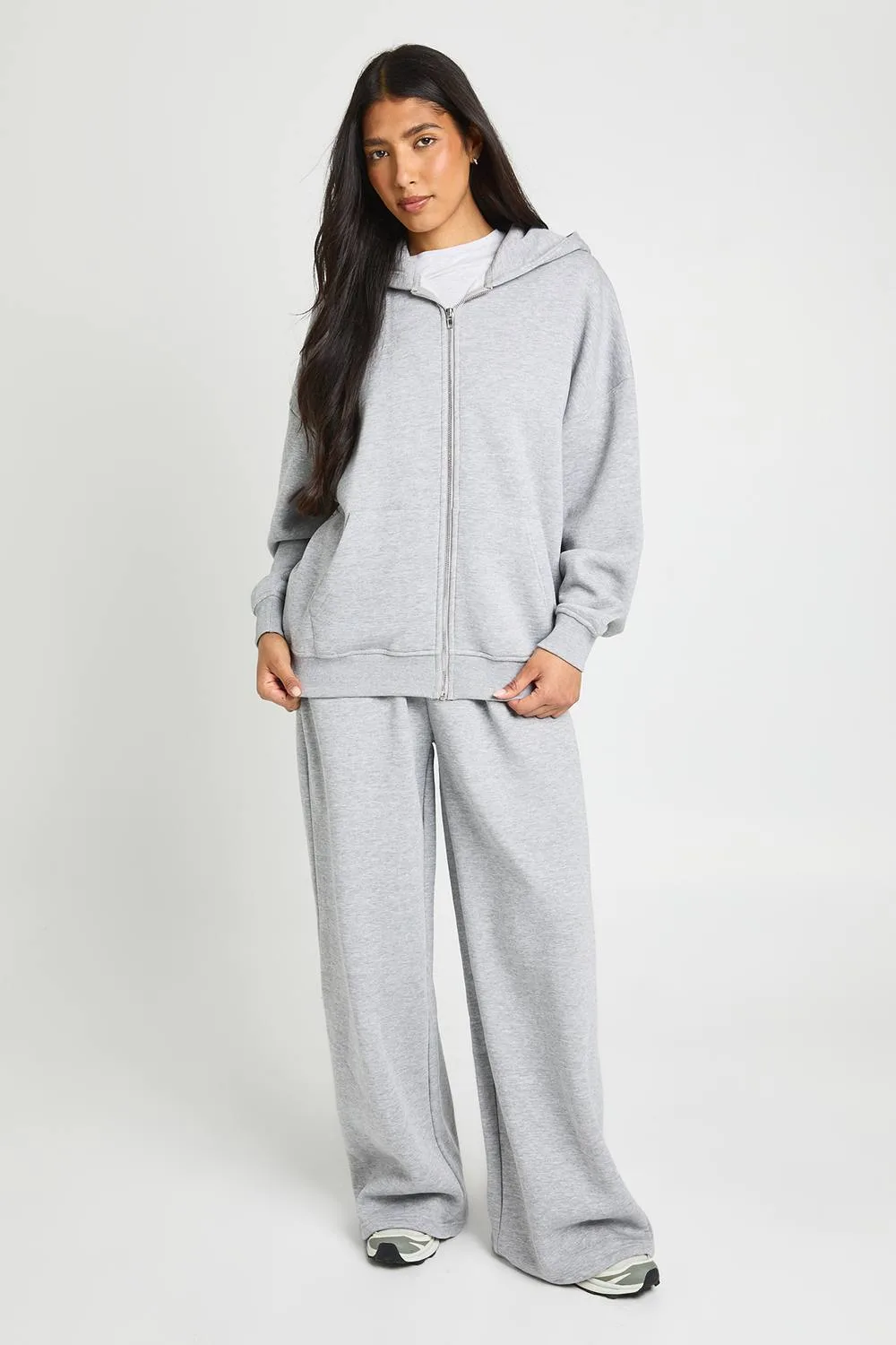 Oversized Zip Through Hoodie & Straight Leg Jogger Tracksuit