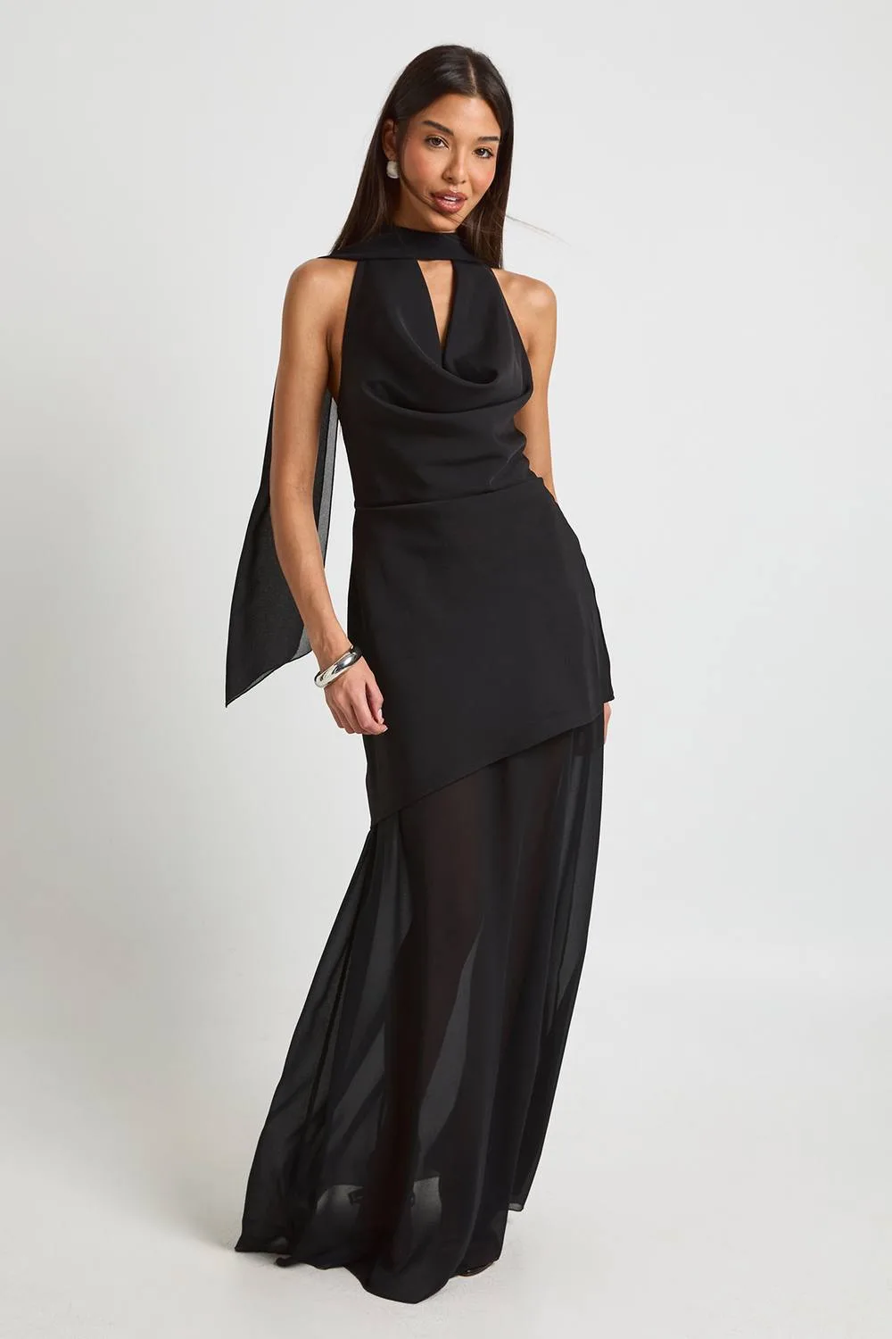 Halterneck Backless Chiffon Skirt Maxi Dress