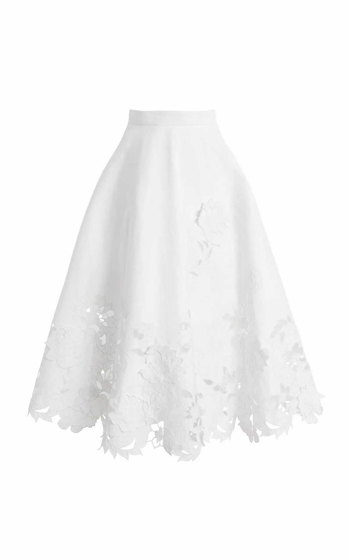 Embroidered Cotton-Twill Midi Skirt by Oscar de la Renta
