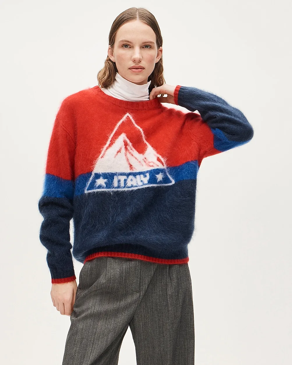 U.S. Ski & Snowboard by J.Crew Graphic Crewneck Sweater in Brushed Cashmere by J.Crew