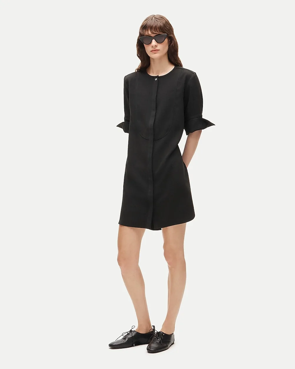 Tuxedo-Bib Tunic Dress in City Crepe by J.Crew