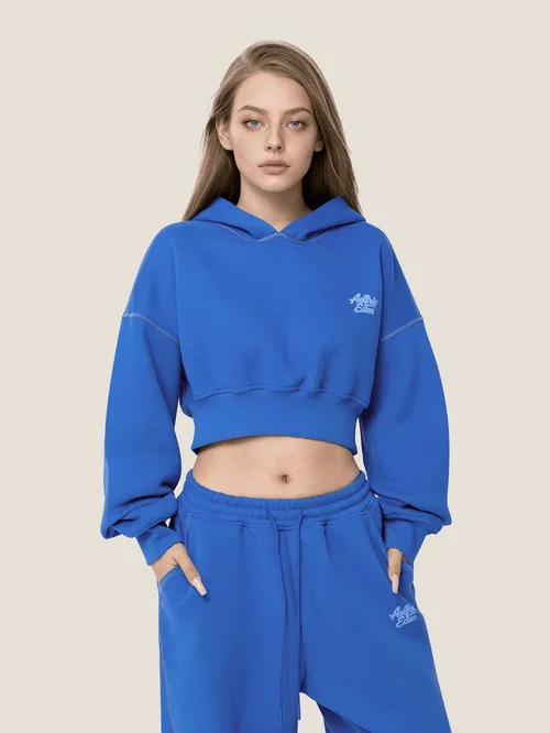 Cloud Essential Fleece Cropped Pullover Hoodie Set by AELFRIC EDEN