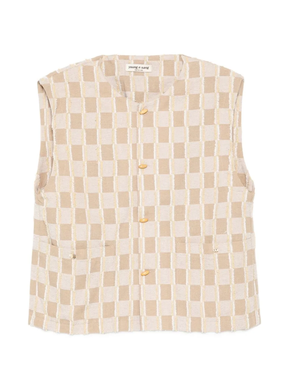 Check-Pattern Button-Up Gilet by YOUNG N SANG