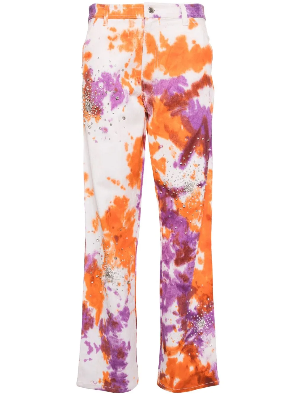 Tie-Dye Crystal-Embellished Jeans by DES PHEMMES