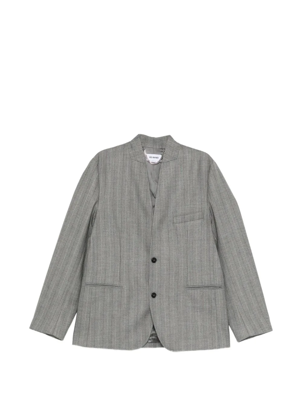 Pinstripe Collarless Blazer by Hed Mayner