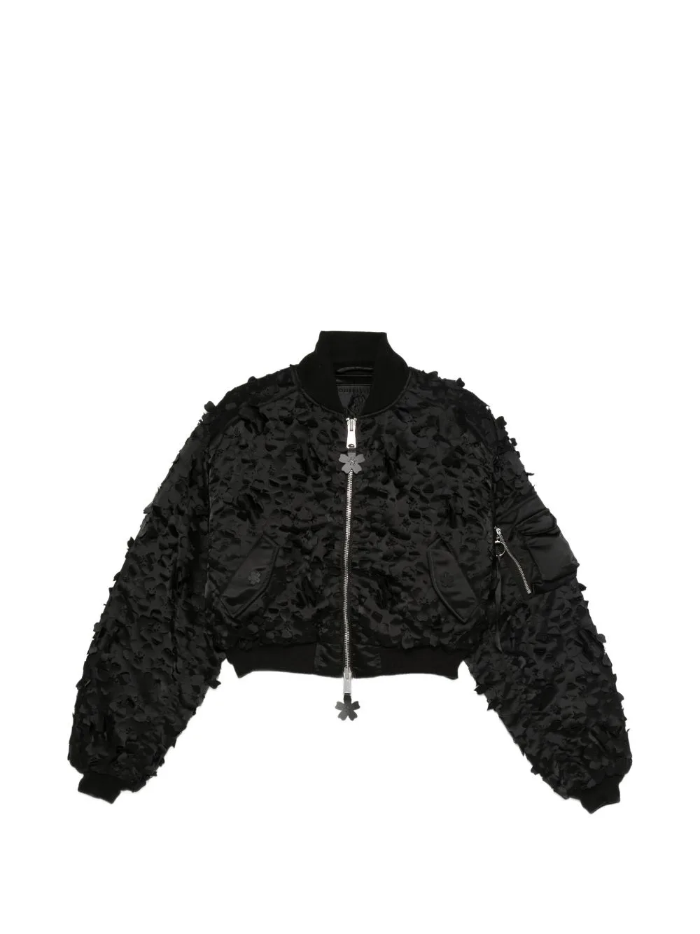 Floral-Appliqué Cropped Bomber Jacket by Cecilie Bahnsen