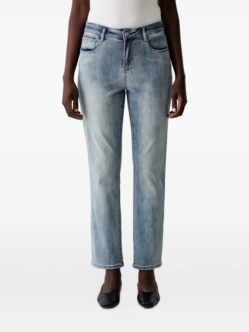 Faded Straight-Leg Jeans by Joseph Ribkoff