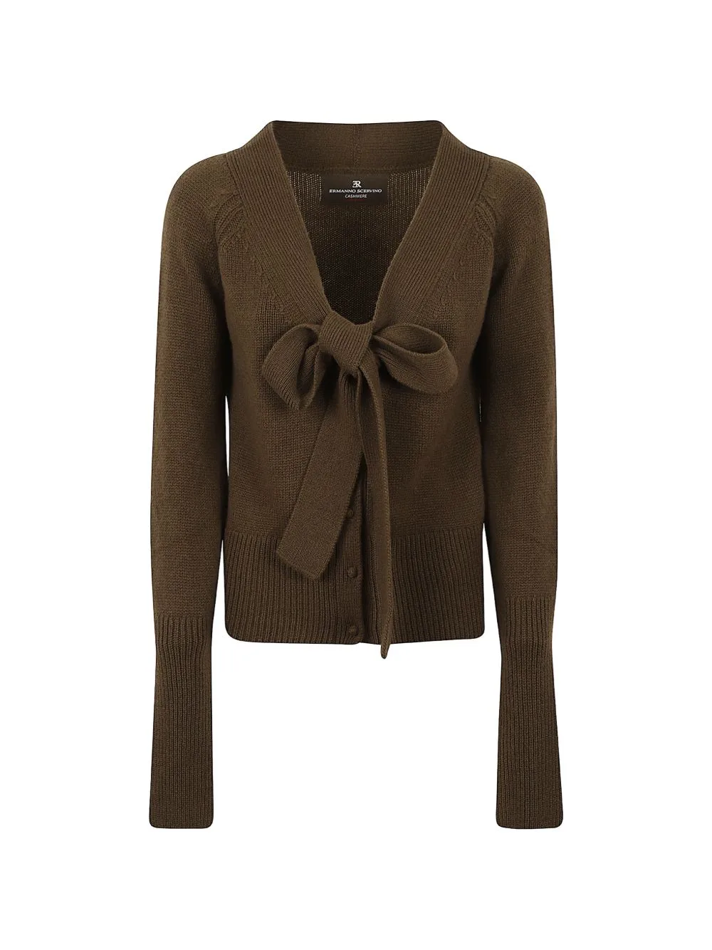 Bow-Detail Fine-Knit Cardigan by Ermanno Scervino