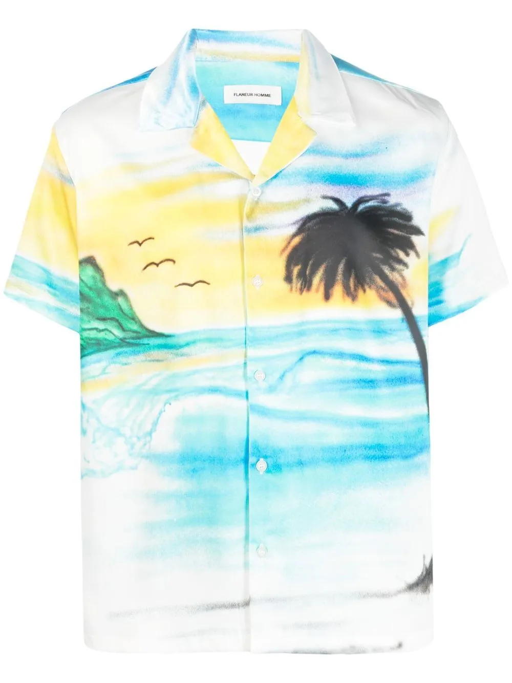 Palm-Tree Print Detail Shirt by FLÂNEUR