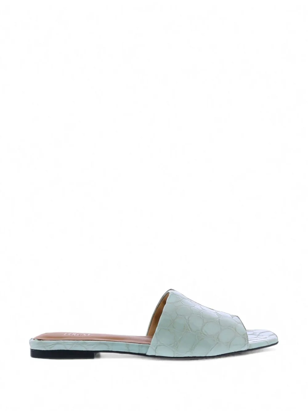 Croc-Effect Leather Flat Sandals by TORAL SHOES